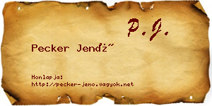 Pecker Jenő névjegykártya